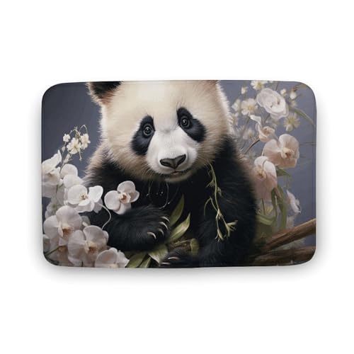 TYULN Badteppich, Panda-Motiv mit Blume, saugfähig, rutschfest, schnell trocknend, Badteppich für Schlafzimmer, Küche, Waschbecken, Badewannenrand, 50 x 80 cm TYULN Badteppich, Panda-Motiv mit Blume, saugfähig, rutschfest, schnell trocknend, Badteppich für Schlafzimmer, Küche, Waschbecken, Badewannenrand, 50 x 80 cm von TYULN