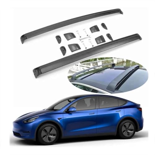 TYUMGXIAO 2Stück Auto Dachträger Querträger für Tesla Model Y 2021 2022 2023 2024, Dachgepäckträger Alu Dachgepäckablage Gepäcktransport Reisen Camping Zubehör von TYUMGXIAO
