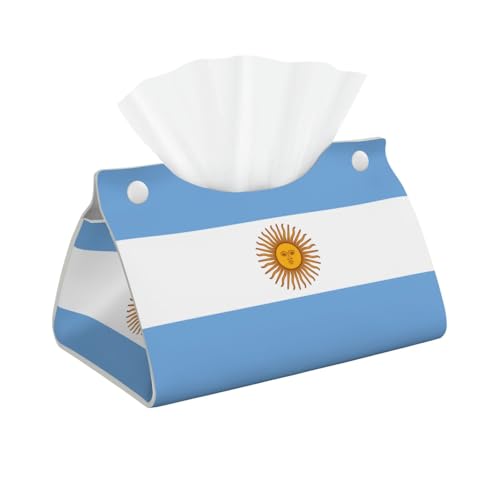 Modische lange Taschentuchbox aus Leder mit argentinischer Flagge, faltbar, geeignet für Schlafzimmer, Esstisch und Bürodekoration. von TYUMH