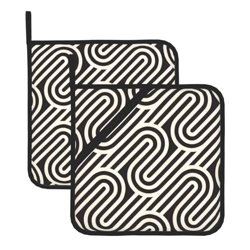 Quadratische, hitzebeständige Topfmatte mit schwarzer gebogener Textur, langlebig und hitzebeständig, geeignet für Küche Kochen und Backen. von TYUMH