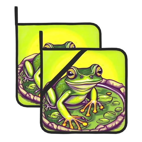 Quadratischer Frosch im Teich, hitzebeständige Topfmatte mit wasserdichtem Stoff, langlebig und hitzebeständig, geeignet für Küche Kochen und Backen. Quadratischer Frosch im Teich, hitzebeständige Topfmatte mit wasserdichtem Stoff, langlebig und hitzebeständig, geeignet für Küche Kochen und Backen. von TYUMH