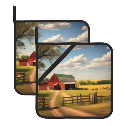 Ranch View Quadratische hitzebeständige Topfmatte mit wasserdichtem Stoff, langlebig und hitzebeständig, geeignet für Küche Kochen und Backen. von TYUMH
