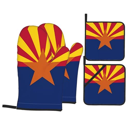 TYUMH Arizona Flagge Küche Backen Vierteilig Isolierter Stoff Dick Hitzebeständig Geeignet zum Kochen Backen Grillen von TYUMH