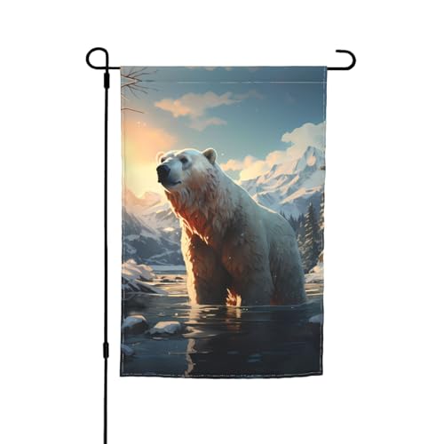 TYUMH Bedruckte Gartenflagge mit Eisbär im Winter, 30,5 x 45,7 cm, für den Einsatz in Höfen, Gärten, Blumentöpfen und Balkonen von TYUMH