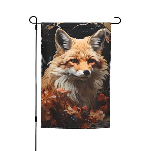 TYUMH Bedruckte Gartenflagge mit Fuchs und Blumen, 30,5 x 45,7 cm, für den Einsatz in Höfen, Gärten, Blumentöpfen und Balkonen TYUMH Bedruckte Gartenflagge mit Fuchs und Blumen, 30,5 x 45,7 cm, für den Einsatz in Höfen, Gärten, Blumentöpfen und Balkonen von TYUMH