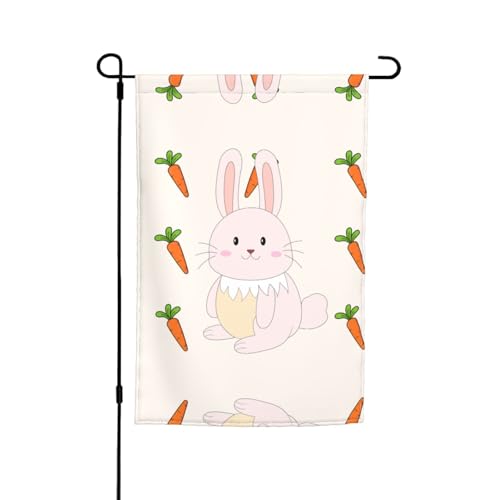 TYUMH Bedruckte Gartenflagge mit lächelndem Kaninchen, 30,5 x 45,7 cm, für den Einsatz in Höfen, Gärten, Blumentöpfen und Balkonen von TYUMH