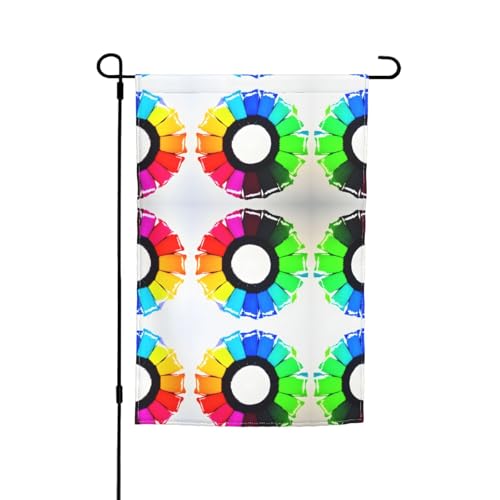TYUMH Bunte Kreide, bedruckte Gartenflagge, 30,5 x 45,7 cm, Flagge für den Einsatz in Höfen, Gärten, Blumentöpfen und Balkonen von TYUMH