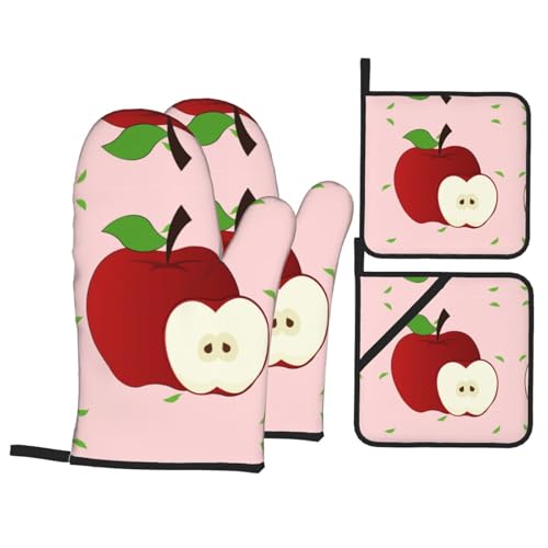 TYUMH Cartoon Rot Obst Küche Backen Vierteilig Isolierter Stoff Dicker Hitzebeständiger Geeignet zum Kochen Backen Grillen TYUMH Cartoon Rot Obst Küche Backen Vierteilig Isolierter Stoff Dicker Hitzebeständiger Geeignet zum Kochen Backen Grillen von TYUMH