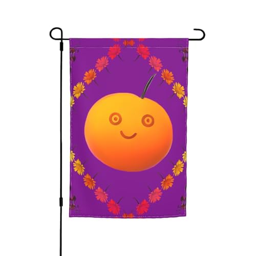 TYUMH Dekorative Flagge mit Smiley-Motiv, 30,5 x 45,7 cm, Orange, für den Einsatz in Höfen, Gärten, Blumentöpfen und Balkonen von TYUMH