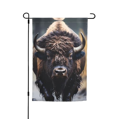 TYUMH Dekorative Flagge mit nordamerikanischem Bison, 30,5 x 45,7 cm, für den Einsatz in Höfen, Gärten, Blumentöpfen und Balkonen von TYUMH