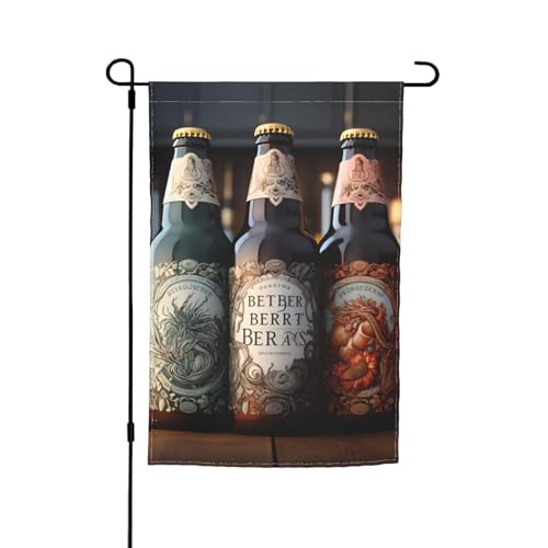 TYUMH Dekorative Gartenflagge mit 3 Bierflaschen, 30,5 x 45,7 cm, für den Einsatz in Höfen, Gärten, Blumentöpfen und Balkonen von TYUMH
