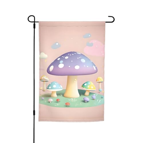 TYUMH Dekorative Gartenflagge mit Cartoon-Pilz, 30,5 x 45,7 cm, für den Einsatz in Höfen, Gärten, Blumentöpfen und Balkonen von TYUMH