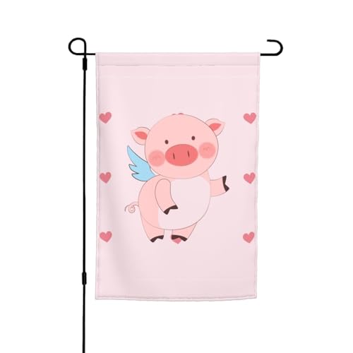 TYUMH Dekorative Gartenflagge mit Cartoon-Schweinchen, 30,5 x 45,7 cm, für den Einsatz in Höfen, Gärten, Blumentöpfen und Balkonen von TYUMH