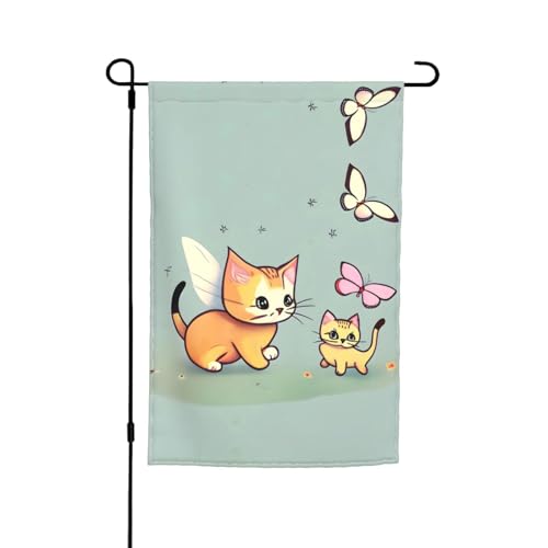 TYUMH Dekorative Gartenflagge mit Kätzchen-Schmetterling, 30,5 x 45,7 cm, für den Einsatz in Höfen, Gärten, Blumentöpfen und Balkonen von TYUMH