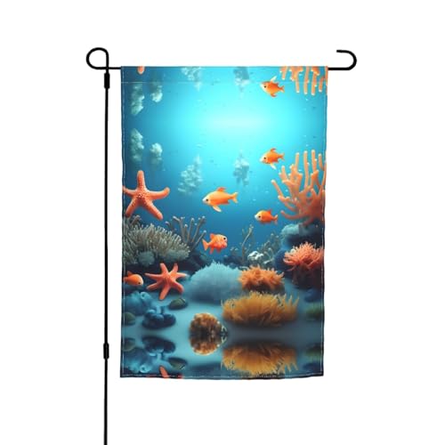 TYUMH Dekorative Gartenflagge mit Korallenfischen, bedruckt, 30,5 x 45,7 cm, für den Einsatz in Höfen, Gärten, Blumentöpfen und Balkonen von TYUMH