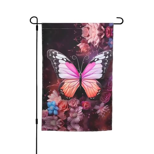 TYUMH Dekorative Gartenflagge mit Schmetterlingen und Blumen, 30,5 x 45,7 cm, für den Einsatz in Höfen, Gärten, Blumentöpfen und Balkonen TYUMH Dekorative Gartenflagge mit Schmetterlingen und Blumen, 30,5 x 45,7 cm, für den Einsatz in Höfen, Gärten, Blumentöpfen und Balkonen von TYUMH
