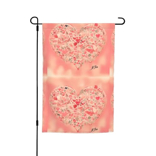 TYUMH Dekorative Gartenflagge mit roten Herzblumen, 30,5 x 45,7 cm, für den Einsatz in Höfen, Gärten, Blumentöpfen und Balkonen von TYUMH