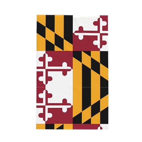 TYUMH Flag of Maryland Ultrafeine Faser Waffel-Küchentuch, weich und saugfähig, geeignet zum Trocknen von Geschirr und Reinigung von TYUMH