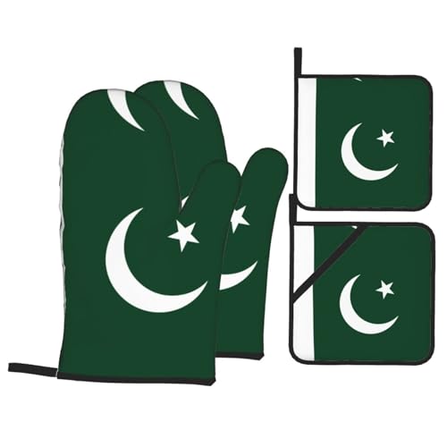 TYUMH Flagge Pakistans Küche Backen Vierteiliges Isoliergewebe Dicker Hitzebeständiger Geeignet zum Kochen Backen Grillen von TYUMH