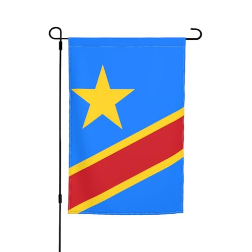 TYUMH Flagge des Kongo, bedruckte dekorative Gartenflagge, 30,5 x 45,7 cm, für den Einsatz in Höfen, Gärten, Blumentöpfen und Balkonen von TYUMH