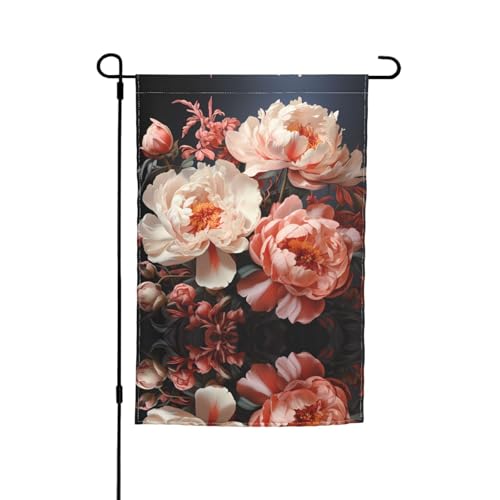TYUMH Gartenflagge mit Pfingstrosen, bedruckt, 30,5 x 45,7 cm, für den Einsatz in Höfen, Gärten, Blumentöpfen und Balkonen von TYUMH