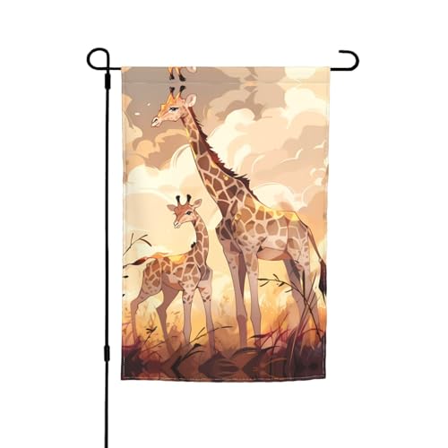 TYUMH Giraffe Mutter und Kind bedruckte Gartenflagge 30,5 x 45,7 cm Flagge für den Einsatz in Höfen, Gärten, Blumentöpfen und Balkonen von TYUMH