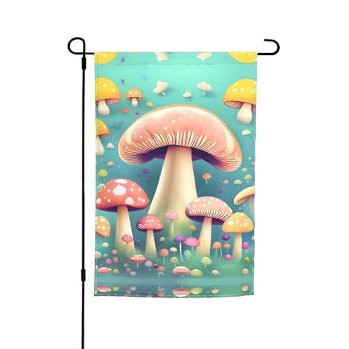 TYUMH Hübsche kleine Pilze bedruckte Gartenflagge 30,5 x 45,7 cm Flagge für den Einsatz in Höfen, Gärten, Blumentöpfen und Balkonen von TYUMH