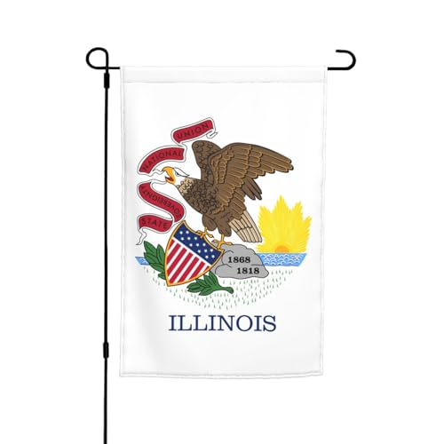 TYUMH Illinois Staatsflagge, bedruckt, dekorative Gartenflagge, 30,5 x 45,7 cm, für den Einsatz in Höfen, Gärten, Blumentöpfen und Balkonen von TYUMH