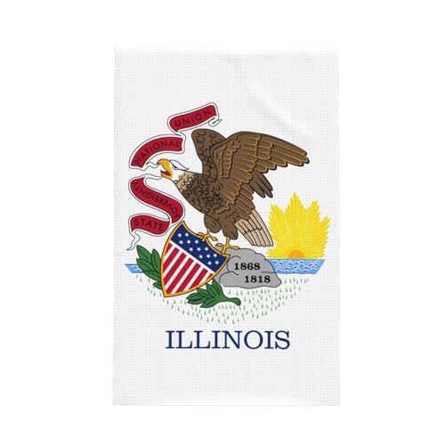 TYUMH Illinois State Flag Ultrafeine Faser Waffel Küchentuch, weich und saugfähig, geeignet zum Trocknen von Geschirr und Reinigung von TYUMH