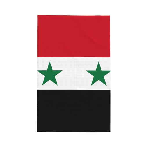 TYUMH Küchenhandtuch mit Flagge der Arabischen Republik Syrien, ultrafeine Faser, weich und saugfähig, geeignet zum Trocknen von Geschirr und Reinigung von TYUMH
