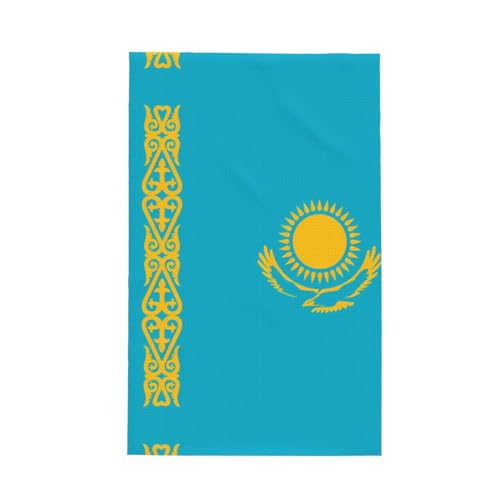 TYUMH Küchentuch mit der Flagge von Kasachstan, ultrafeine Faser, Waffelmuster, weich und saugfähig, geeignet zum Trocknen von Geschirr und Reinigung von TYUMH