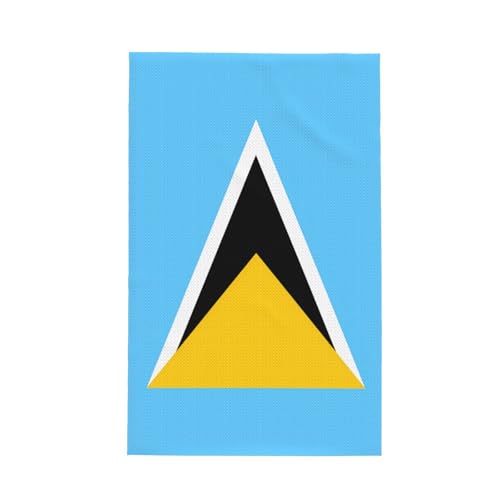 TYUMH Küchentuch mit der Flagge von St. Lucia, ultrafeine Faser, Waffelmuster, weich und saugfähig, geeignet zum Trocknen von Geschirr und Reinigung von TYUMH