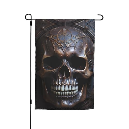 TYUMH Kupferfarbene Flagge mit Totenkopf-Motiv, 30,5 x 45,7 cm, für den Einsatz in Höfen, Gärten, Blumentöpfen und Balkonen von TYUMH