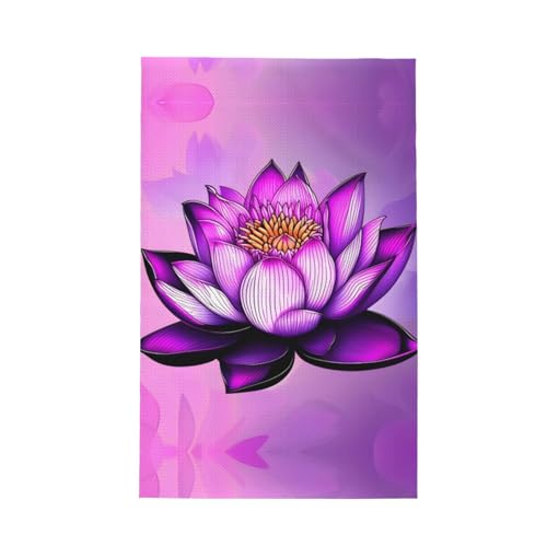 TYUMH Lila Lotus ultrafeine Faser Waffel-Küchentuch, weich und saugfähig, geeignet zum Trocknen von Geschirr und Reinigung von TYUMH