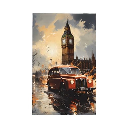TYUMH London Color Taxi ultrafeines Waffel-Küchentuch, weich und saugfähig, geeignet zum Trocknen von Geschirr und Reinigung von TYUMH