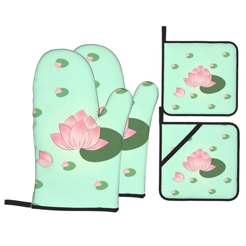 TYUMH Lotusblumen Warten auf Blühen Küche Backen Vierteilig Isolierter Stoff Dicker Hitzebeständiger Geeignet zum Kochen Backen Grillen TYUMH Lotusblumen Warten auf Blühen Küche Backen Vierteilig Isolierter Stoff Dicker Hitzebeständiger Geeignet zum Kochen Backen Grillen von TYUMH