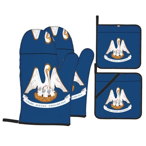TYUMH Louisiana Staatsflagge Küche Backen Vierteilig Isolierter Stoff Dicker Hitzebeständiger Geeignet zum Kochen Backen Grillen von TYUMH