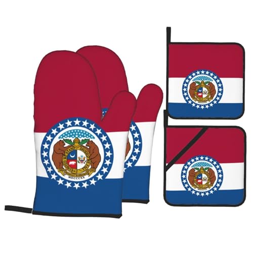 TYUMH Missouri Staatsflagge Küche Backen Vierteilig Isolierter Stoff Dicker Hitzebeständiger Geeignet zum Kochen Backen Grillen von TYUMH