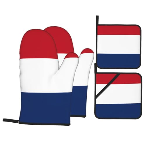 TYUMH Niederländische Flagge Küche Backen Vierteilig Isolierter Stoff Dicker Hitzebeständiger Geeignet zum Kochen Backen Grillen von TYUMH
