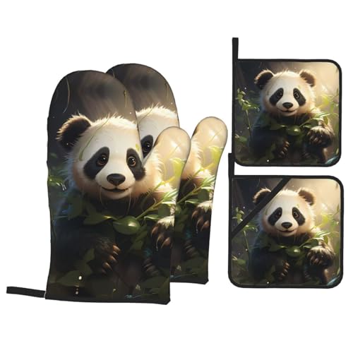 TYUMH Niedliche Panda-Pflanze, Küche, Backen, vierteiliges isoliertes Gewebe, dick, hitzebeständig, geeignet zum Kochen, Backen, Grillen TYUMH Niedliche Panda-Pflanze, Küche, Backen, vierteiliges isoliertes Gewebe, dick, hitzebeständig, geeignet zum Kochen, Backen, Grillen von TYUMH