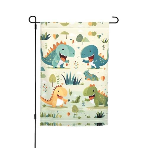 TYUMH Niedliche kleine Dinosaurierflagge mit Dinosaurier-Motiv, 30,5 x 45,7 cm, für den Einsatz in Höfen, Gärten, Blumentöpfen und Balkonen von TYUMH