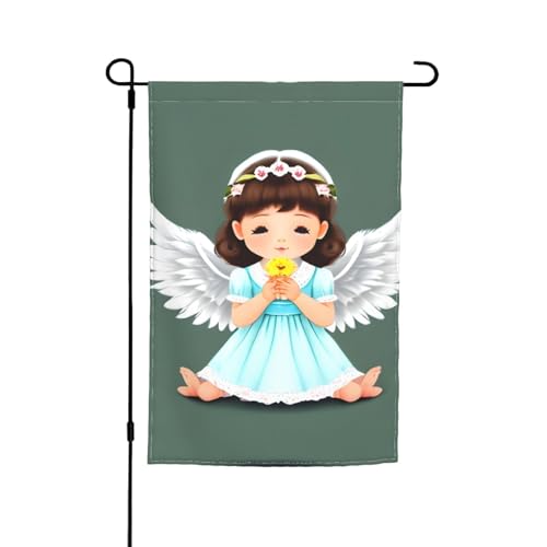 TYUMH Niedliche kleine Engel-bedruckte Gartenflagge, 30,5 x 45,7 cm, für den Einsatz in Höfen, Gärten, Blumentöpfen und Balkonen von TYUMH