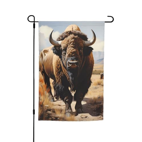 TYUMH Nordamerikanische Bisonherde, bedruckte Gartenflagge, 30,5 x 45,7 cm, für den Einsatz in Höfen, Gärten, Blumentöpfen und Balkonen von TYUMH