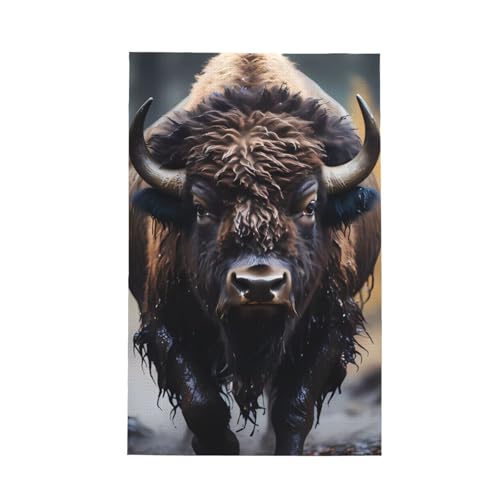 TYUMH Nordamerikanisches Bison ultrafeines Waffel-Küchentuch, weich und saugfähig, geeignet zum Trocknen von Geschirr und Reinigung von TYUMH
