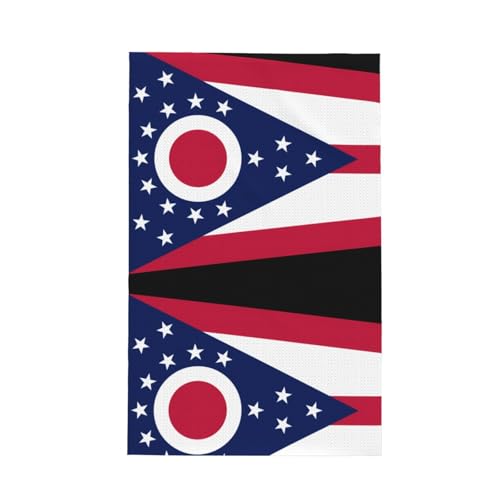 TYUMH Ohio State Flag Ultrafeine Faser Waffel Küchentuch, weich und saugfähig, geeignet zum Trocknen von Geschirr und Reinigung von TYUMH