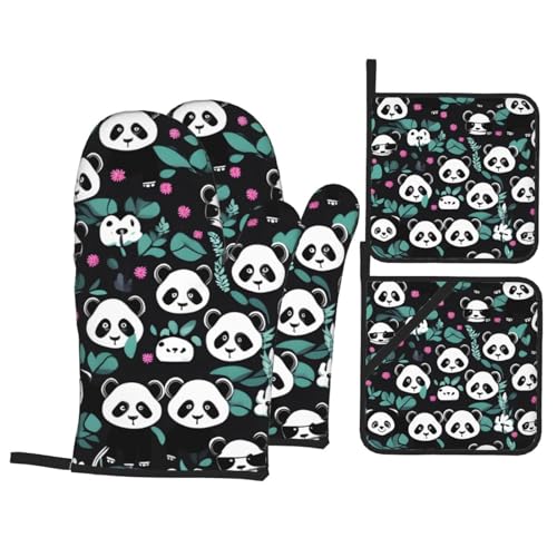 TYUMH Panda Cute Face Küche Backen Vierteiliges isoliertes Gewebe dick hitzebeständig geeignet zum Kochen Backen Grillen von TYUMH