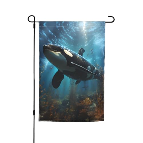 TYUMH Riesige Killerwale bedruckte Gartenflagge 30,5 x 45,7 cm, Flagge für den Einsatz in Höfen, Gärten, Blumentöpfen und Balkonen von TYUMH