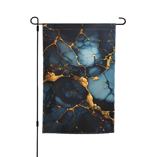TYUMH Schwarz-goldfarbene marmorierte bedruckte Gartenflagge, 30,5 x 45,7 cm, für den Einsatz in Höfen, Gärten, Blumentöpfen und Balkonen von TYUMH