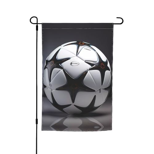 TYUMH Schwarz-weiße Fußball-bedruckte Gartenflagge 30,5 x 45,7 cm, für den Einsatz in Höfen, Gärten, Blumentöpfen und Balkonen von TYUMH