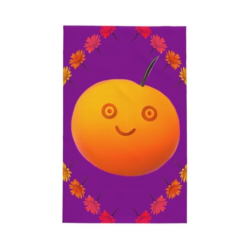 TYUMH Smiley Orange ultrafeine Faser Waffel-Küchentuch, weich und saugfähig, geeignet zum Trocknen von Geschirr und Reinigung von TYUMH